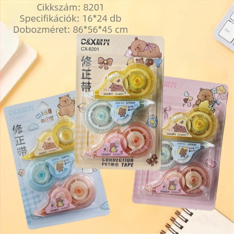 Prémium 3-in-1 helyesítőszalag készlet csendes működéssel, sima siklás, nagy kapacitás, ütésálló, diákoknak