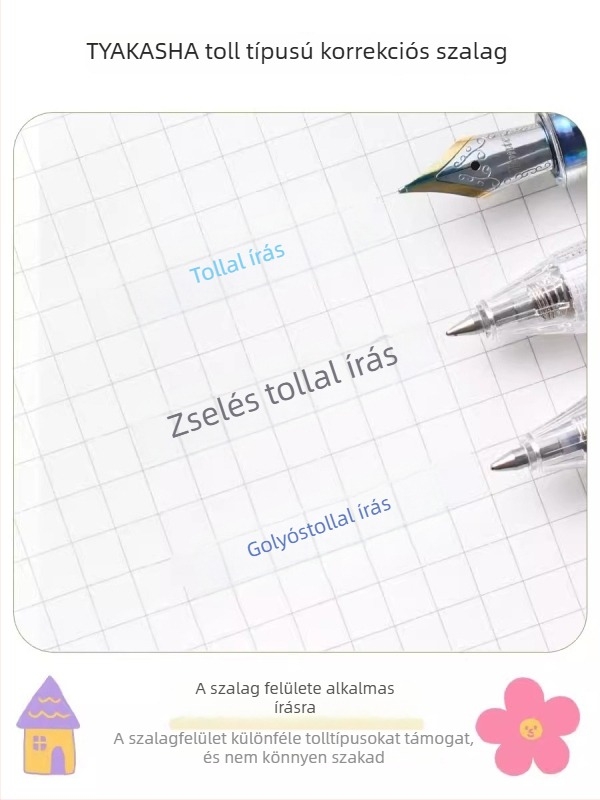Takasha korrigáló szalag természetes papírszínnel, Campus utántöltő, toll-stílus