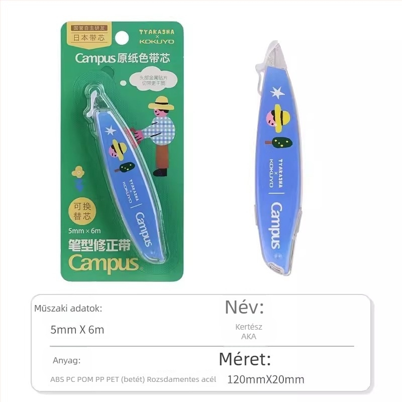 Takasha korrigáló szalag természetes papírszínnel, Campus utántöltő, toll-stílus