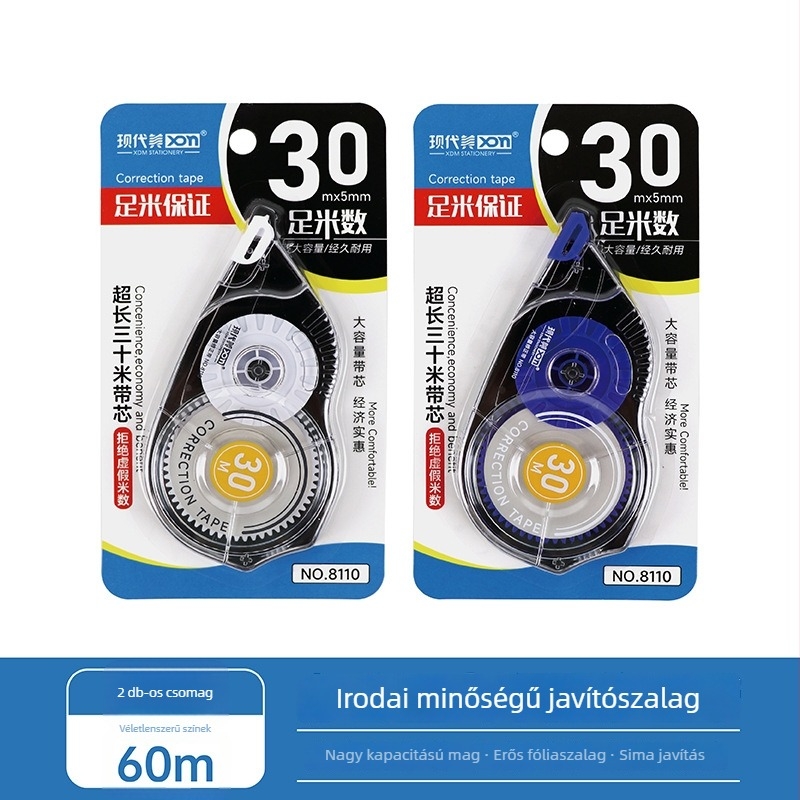 XDN 8110 30 mm széles korrektor szalag, nagy kapacitású, zökkenőmentes adagolás, egyszerű kialakítás, diákoknak