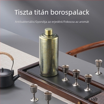 Tiszta titánból készült boros flakon, kültéri hordozható, zárt palack, titán ötvözet, könnyű