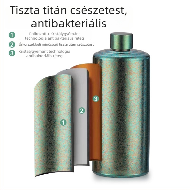 Tiszta titánból készült boros flakon, kültéri hordozható, zárt palack, titán ötvözet, könnyű