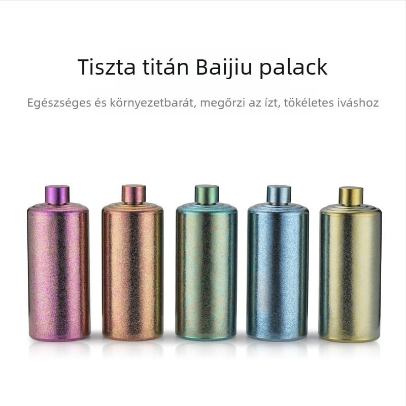 Tiszta titánból készült boros flakon, kültéri hordozható, zárt palack, titán ötvözet, könnyű