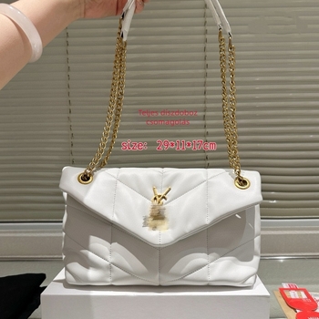 Kviltált bőr crossbody táska lánccal, nagy kapacitású messenger stílus