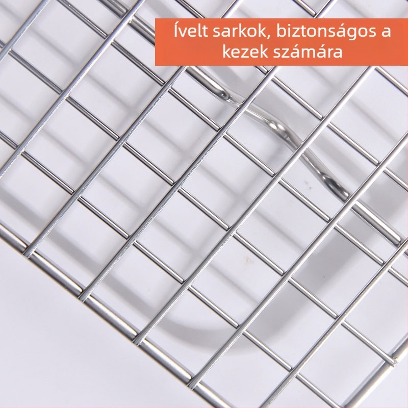 Négyzet alakú vasból készült sütő- és hűtőrács, tapadásmentes, tortákhoz, kenyérhez és süteményekhez – többfunkciós konyhai rács