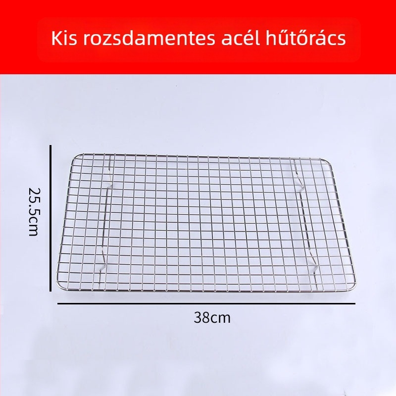 Négyzet alakú vasból készült sütő- és hűtőrács, tapadásmentes, tortákhoz, kenyérhez és süteményekhez – többfunkciós konyhai rács