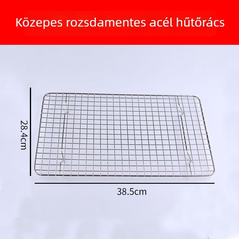 Négyzet alakú vasból készült sütő- és hűtőrács, tapadásmentes, tortákhoz, kenyérhez és süteményekhez – többfunkciós konyhai rács