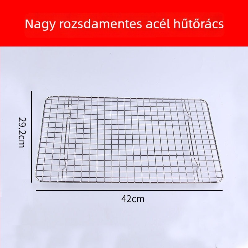 Négyzet alakú vasból készült sütő- és hűtőrács, tapadásmentes, tortákhoz, kenyérhez és süteményekhez – többfunkciós konyhai rács