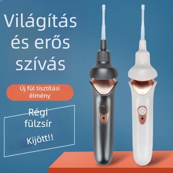 Új elektromos fülkanál cerumen-szívóval, gyerekeknek biztonsági zárral, világító puha kanál a fül tisztításához