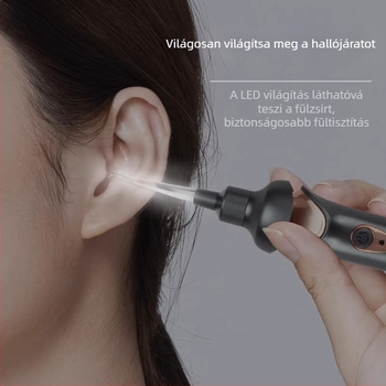 Új elektromos fülkanál cerumen-szívóval, gyerekeknek biztonsági zárral, világító puha kanál a fül tisztításához