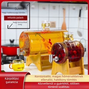 Horizontális boroszilikát üvegből készült borhordó otthoni használatra, lezárt tartály csappal
