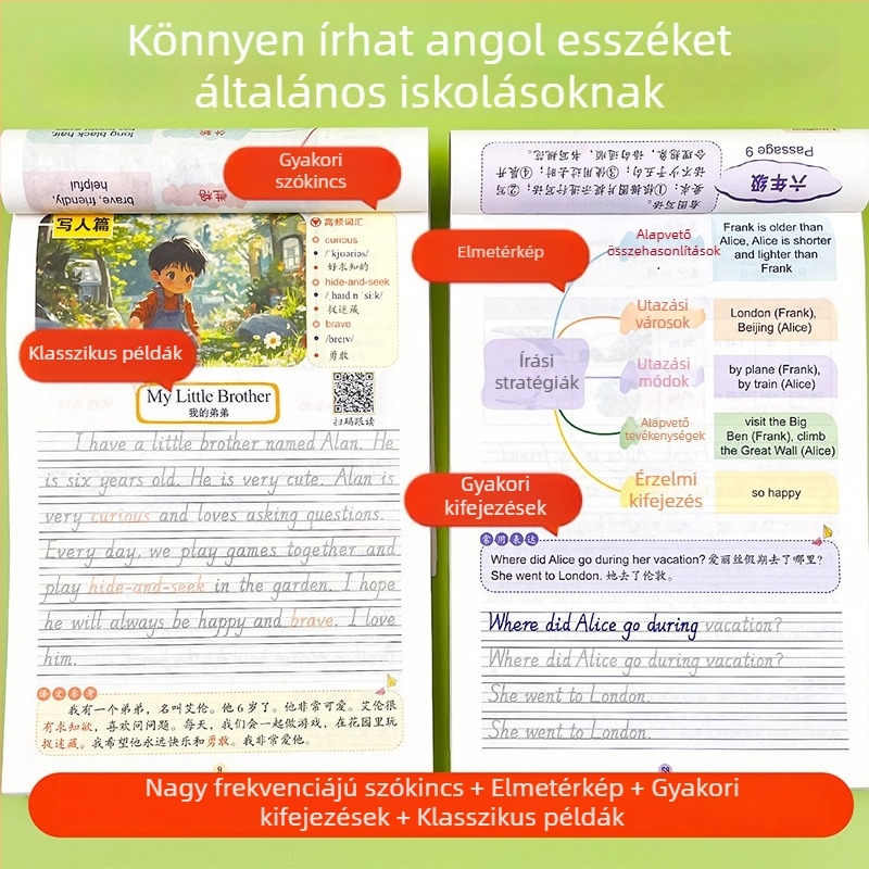 2026-os kiadás: Általános iskola angol írásfüzet, magas pontszámú esszék gyakorlása és a szókincs bővítése, szinkronizált feladatok