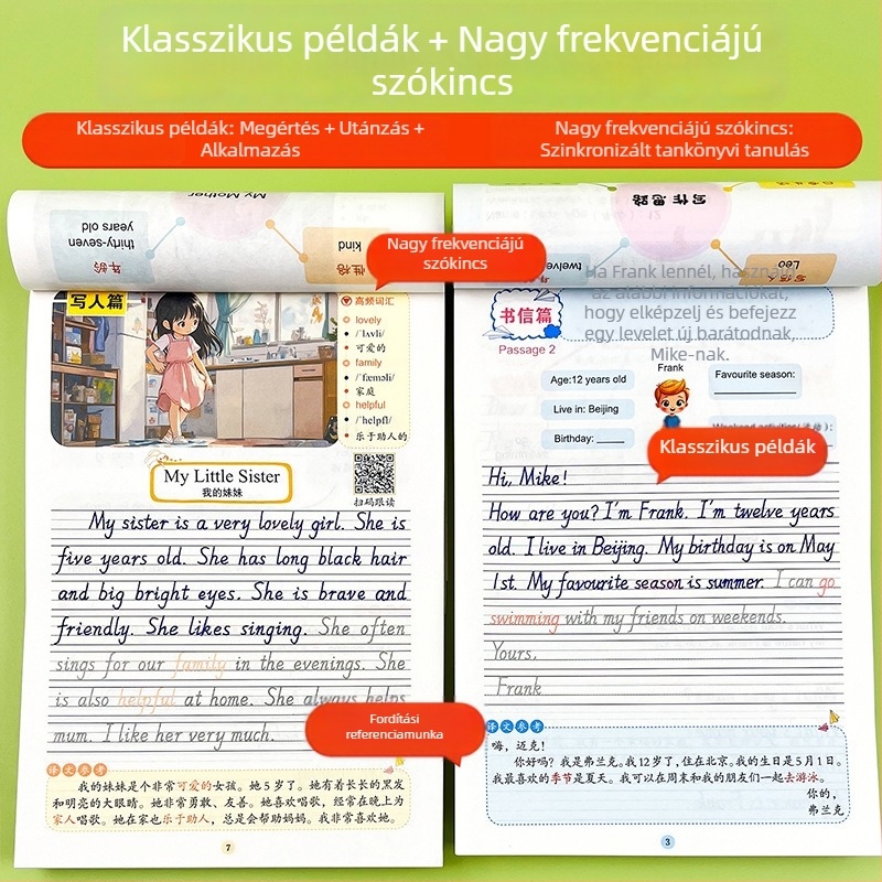 2026-os kiadás: Általános iskola angol írásfüzet, magas pontszámú esszék gyakorlása és a szókincs bővítése, szinkronizált feladatok