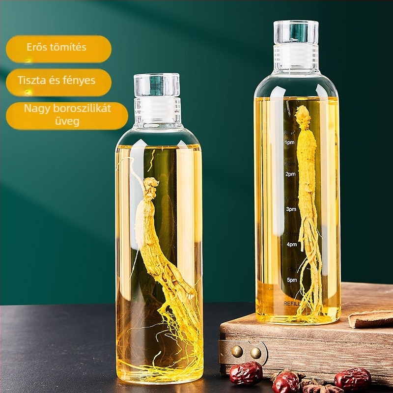Ginseng infúziós boroszilikát üveg, zárható, vastag falú, 0,5 kg üres üveg otthoni főzéshez borhoz