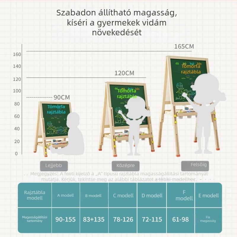 Kis méretű fa krétatábla otthoni tanuláshoz — törölhető írásra és rajzra szolgáló tábla gyerekeknek mágneses állvánnyal