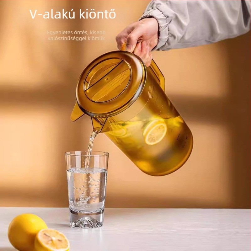 Akril műanyag hidegvíz-kanna teásbarna színnel, nagy kapacitású, kereskedelmi tej-tea üzletekhez