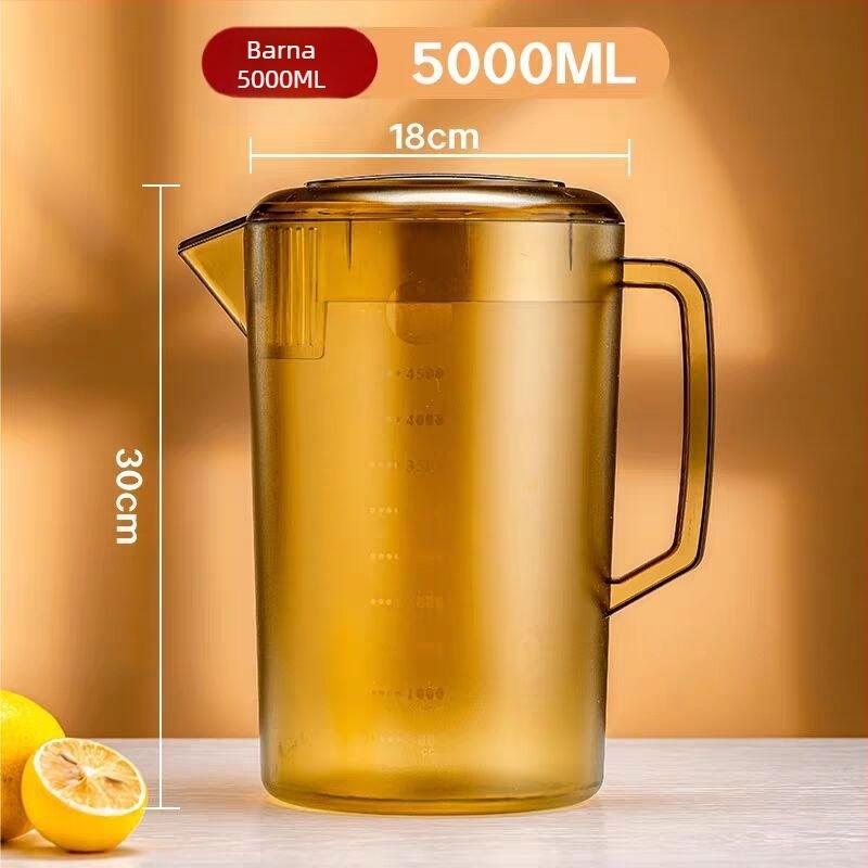 Akril műanyag hidegvíz-kanna teásbarna színnel, nagy kapacitású, kereskedelmi tej-tea üzletekhez