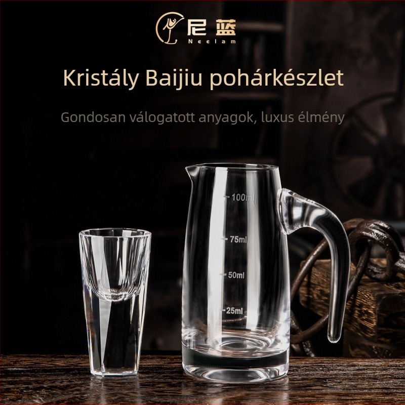 Kristály italos pohárkészlet decanterrel és 10 ml-es mini poharakkal – otthoni bár ajándékdoboz