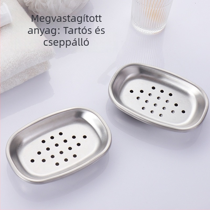 Rozsdamentes acélból készült kétszintes szappantartó fürdőszobába, vízelvezetővel