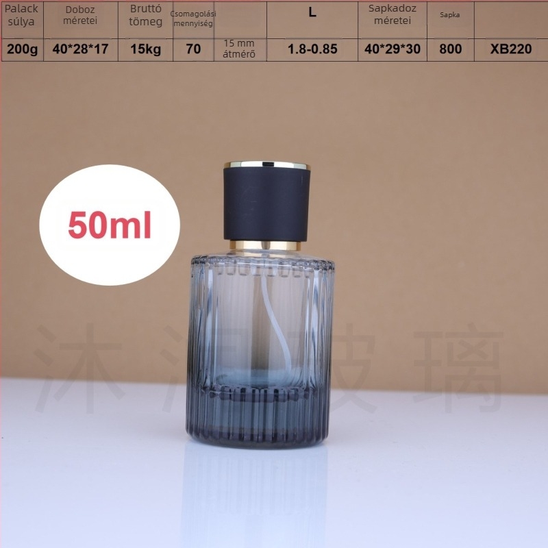 Színes üveges parfümös flakon permetezősapkával, függőleges csíkos dizájn, 30 ml / 50 ml
