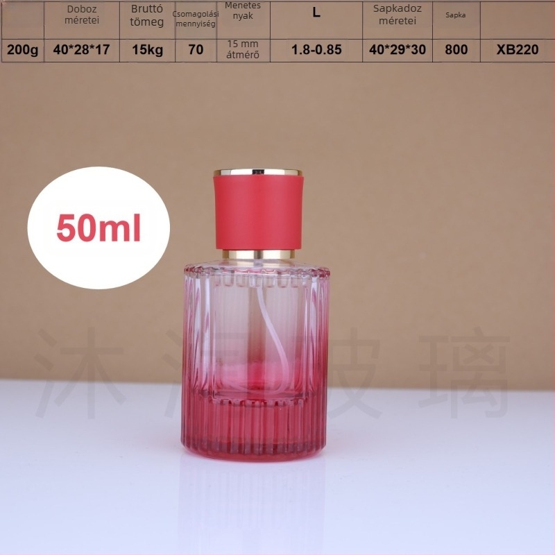 Színes üveges parfümös flakon permetezősapkával, függőleges csíkos dizájn, 30 ml / 50 ml