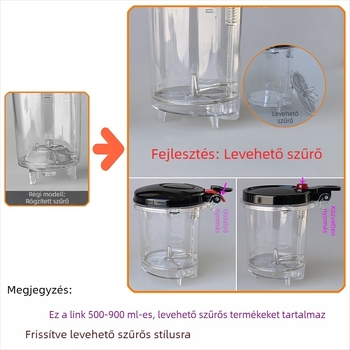 Üvegből készült teáskészlet tea- és vízelválasztással, nyomógombos teáskannával, hőálló