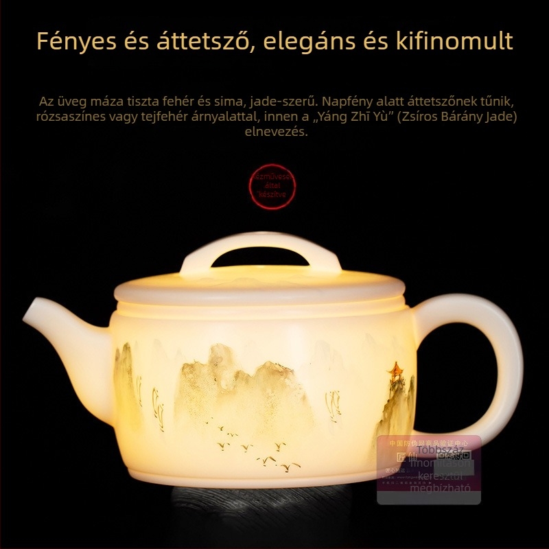Kínai stílusú kézzel festett teáskanna, Han-tégla mintával, jadefehér porcelánból, otthoni használatra, kiváló minőségű Qin-Han motívummal