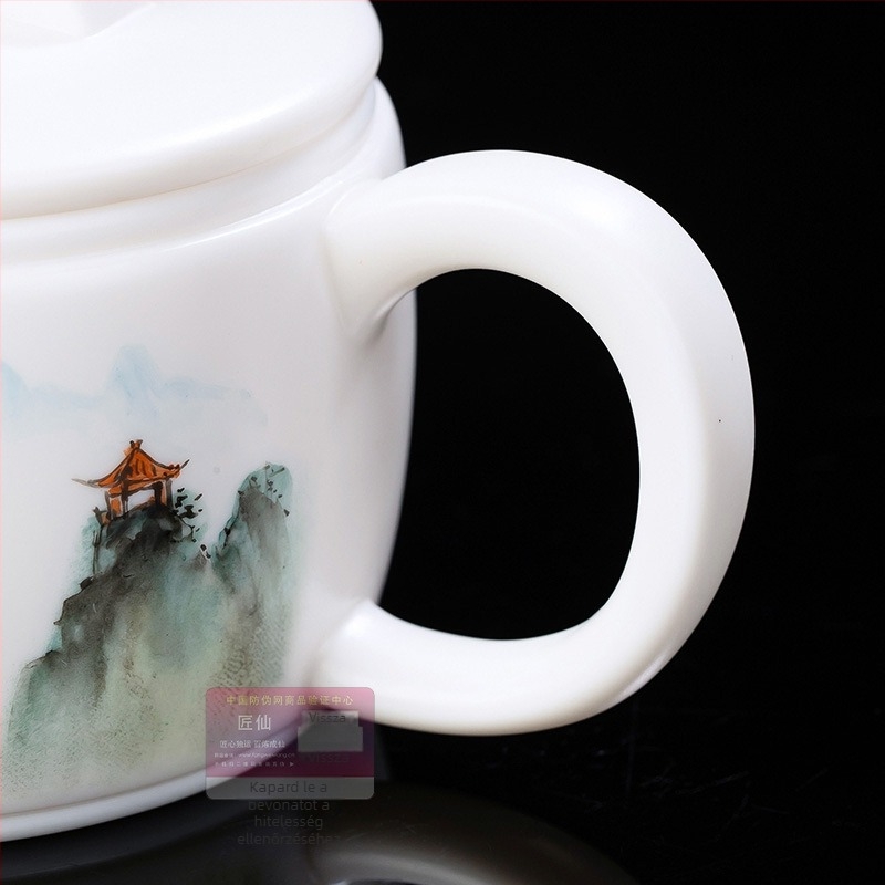 Kínai stílusú kézzel festett teáskanna, Han-tégla mintával, jadefehér porcelánból, otthoni használatra, kiváló minőségű Qin-Han motívummal