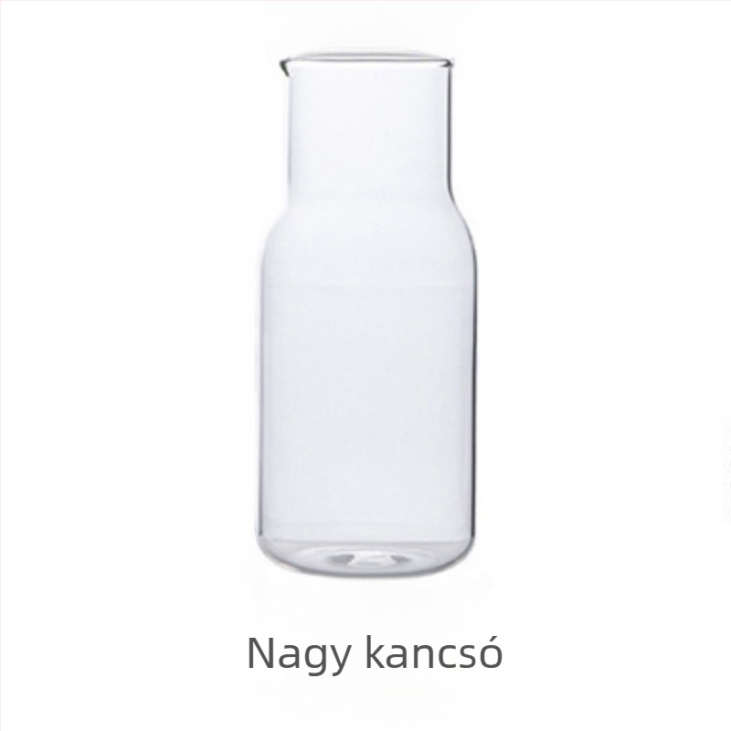 Minimalista egy kanna és egy pohár hideg vízhez — boroszilikát üveg, otthoni használat, egy személyre, ideális gyümölcslevekhez és citromos vízhez