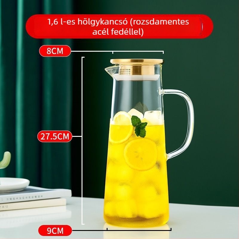 Boroszilikát üvegből készült hidegvizes kanna, hőálló, nagy kapacitású, otthoni és éttermi használatra