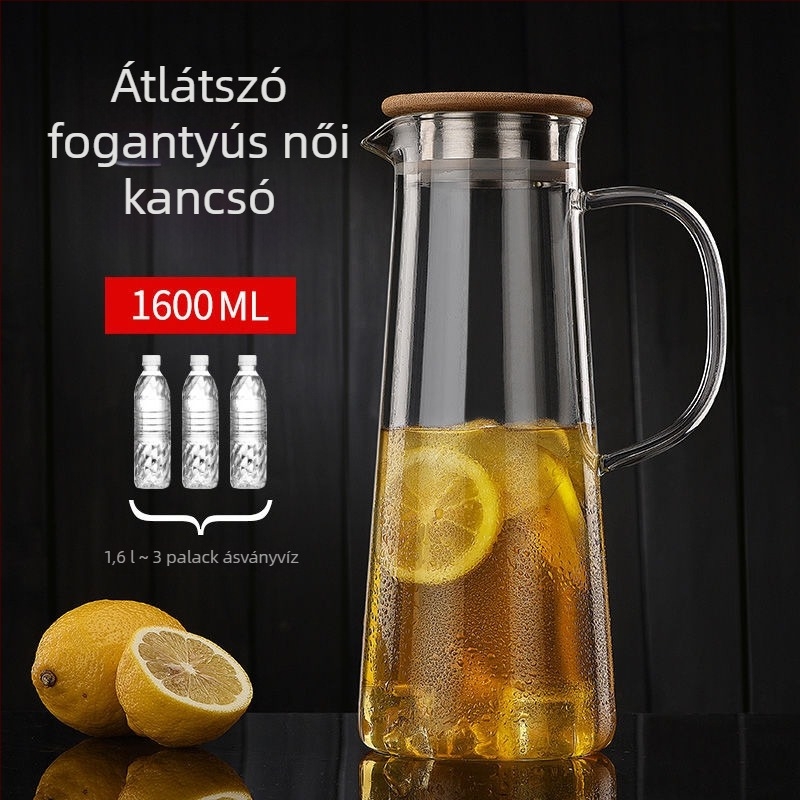 Boroszilikát üvegből készült hidegvizes kanna, hőálló, nagy kapacitású, otthoni és éttermi használatra