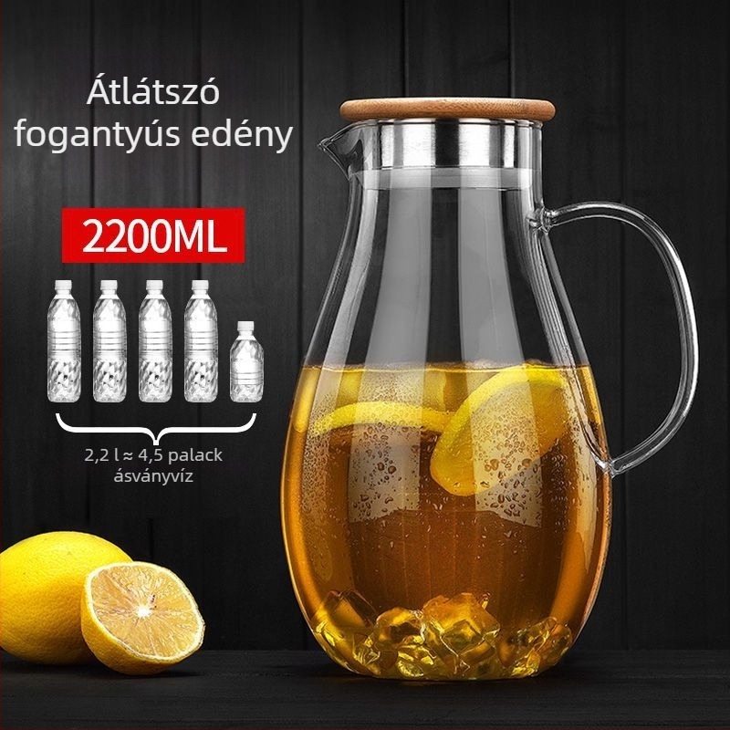 Boroszilikát üvegből készült hidegvizes kanna, hőálló, nagy kapacitású, otthoni és éttermi használatra