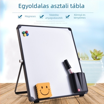 Funi asztali ketoldalas fehér tábla fekete keretű alumíniumötvözetből, összecsukható állvánnyal