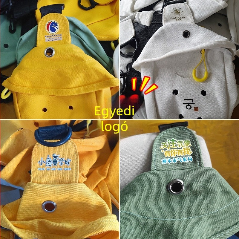 Mackó mintás vászon crossbody táska – mini méret, aranyos rajzfilm dizájn