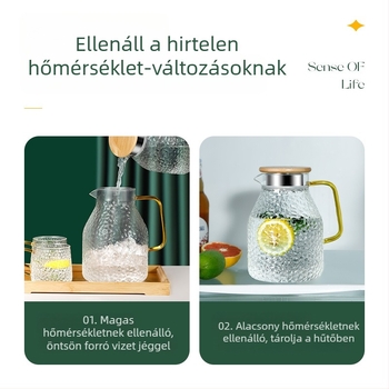 Boroszilikát üvegből készült teáskanna és hideg víz palack készlet, nagy kapacitás, hőálló, modern minimalistikus dizájn, ideális ajándék