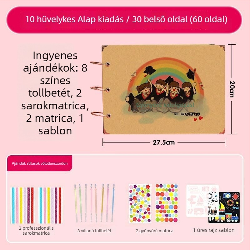 Növekedési emlékalbum hatodik osztály számára – DIY kézzel készített fotóalbum általános iskolai ballagásra és óvodai nagycsoport számára