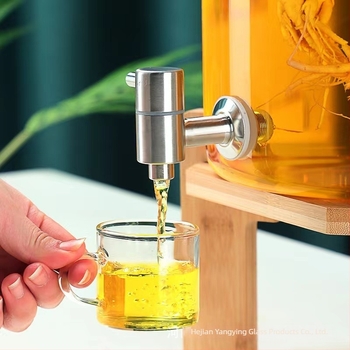 Csapos italdispenser boroszilikát üvegből, hőálló, nagy kapacitású, gyümölcslevekhez, vízhez és limonádéhoz
