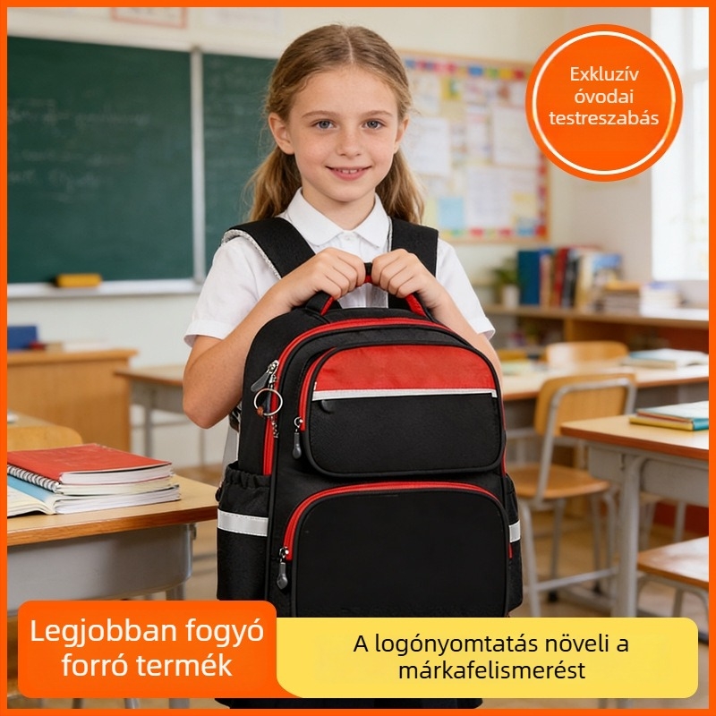 Gyerekeknek személyre szabható, könnyű, vízálló iskolatáska nagy kapacitással, uniszex, 1–6. osztály számára