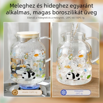 Boroszilikát üvegből készült gyümölcskanna és hidegvíz pohár készlet, hőálló, nagy kapacitású otthoni használatra.