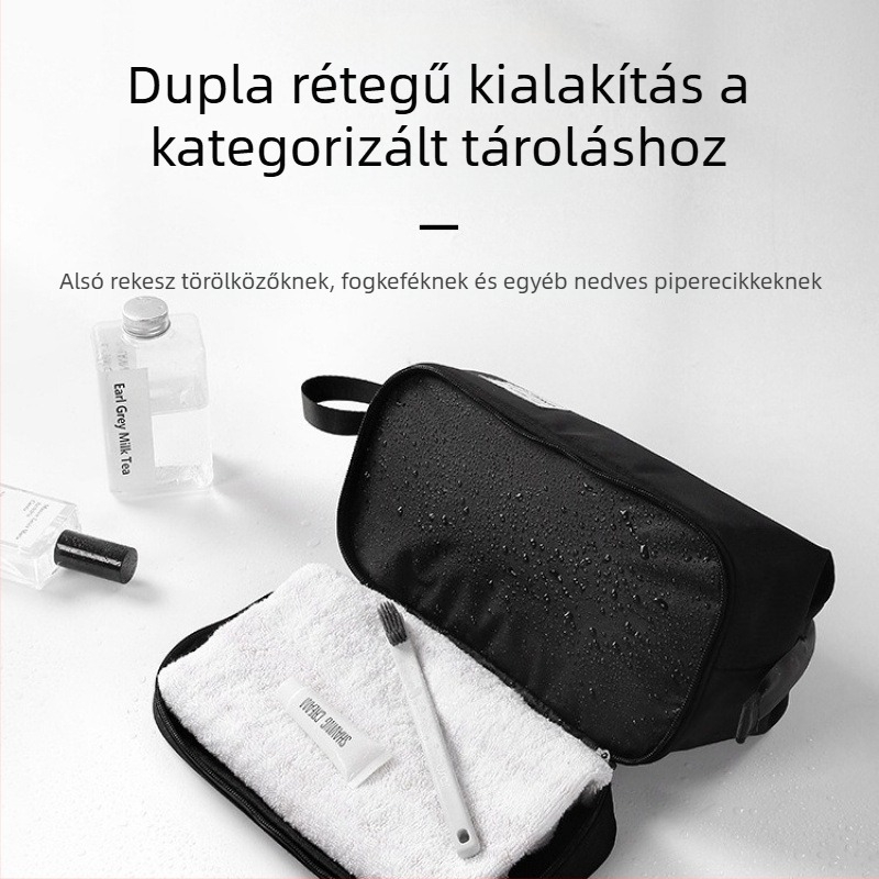 Férfiaknak szóló utazási toalettkészlet száraz–nedves elválasztással, hordozható kozmetikai táska