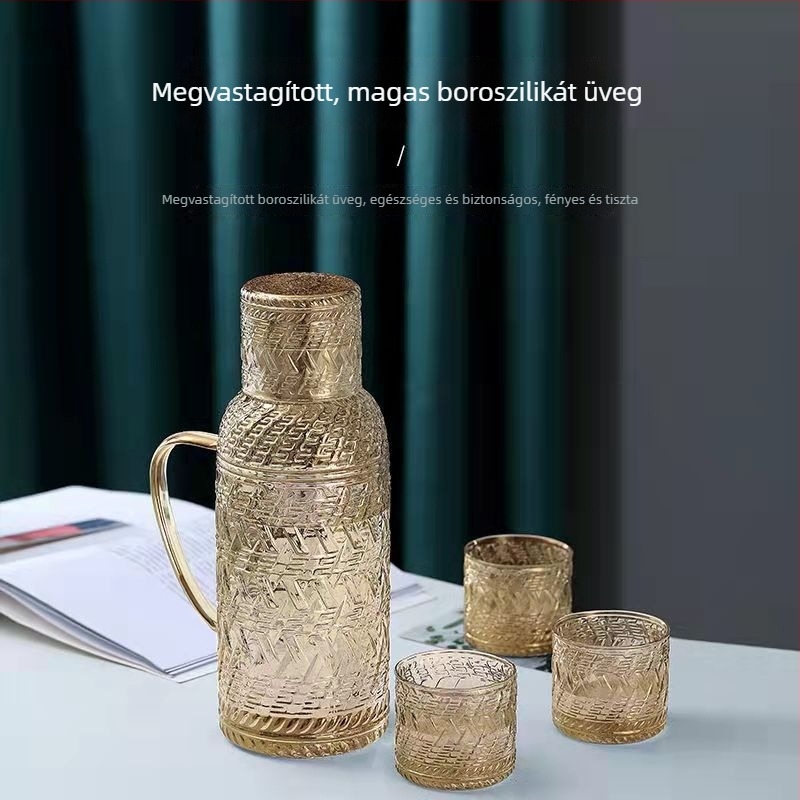 Üvegből készült retro hidegvíz kanna – nagy kapacitású, magas hőmérséklet-ellenállású teáskanna készlet