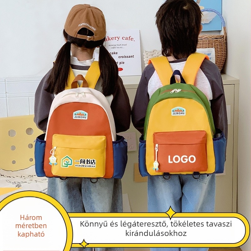 Személyre szabott iskolatáska általános iskolás gyermekek számára logóval, könnyű és lélegző, nagy kapacitású
