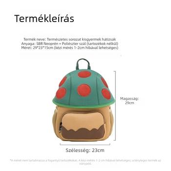 Nagy méretű gomba mintás gyerek hátizsák 3–6 éveseknek, uniszex, utazásokhoz