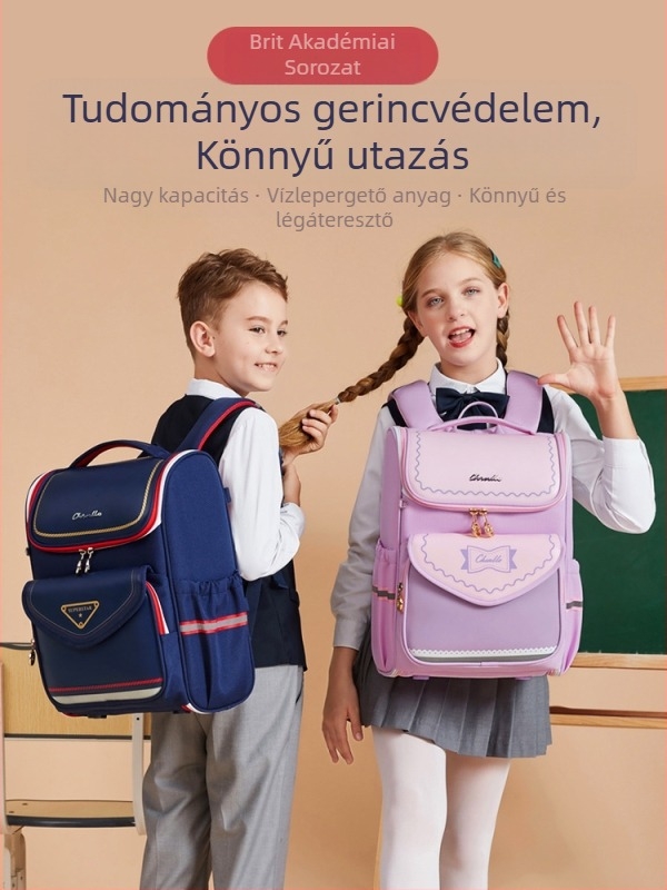 Vízálló, nagy kapacitású gerincvédő iskolai hátizsák általános iskolások számára, uniszex