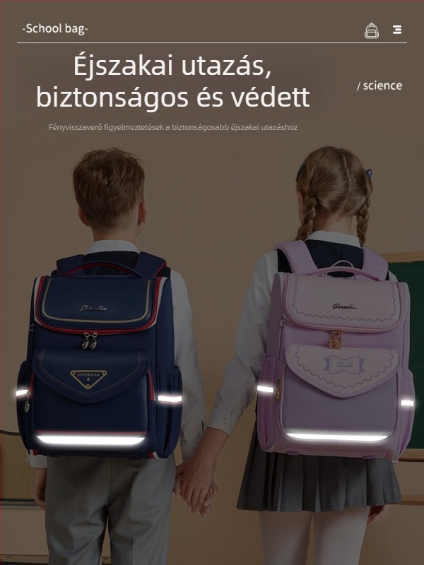 Vízálló, nagy kapacitású gerincvédő iskolai hátizsák általános iskolások számára, uniszex