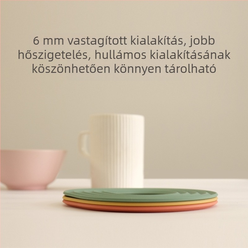 Szilikon hőszigetelő étkezőasztali alátét — geometriai fazék- és tálaló alátét, poharakhoz és tányérokhoz