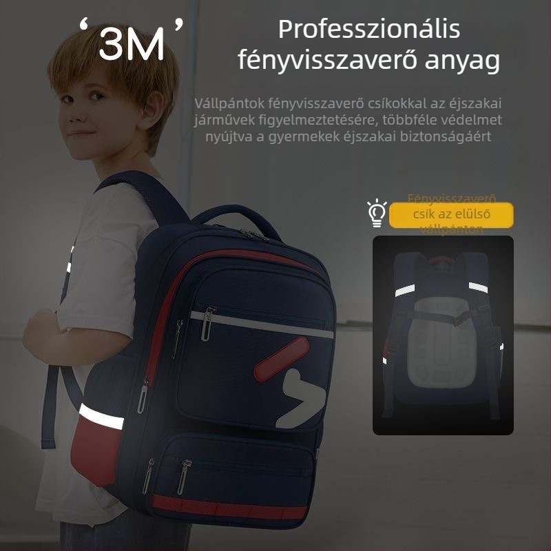 Új brit stílusú gyerek iskolai hátizsák, nagy kapacitású, uniszex, gerincvédő, nagy zseb, két vállpánt