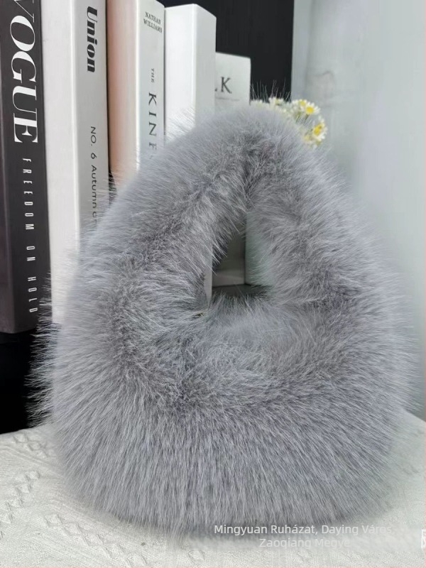 Hónalj alatti táska mű róka szőrrel, koreai stílusú, aranyos retró női kézitáska