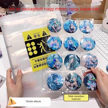 Jelvények tárolására szolgáló album, kör alakú jelvények 58 mm és 75 mm, anime és manga gyűjteményekhez