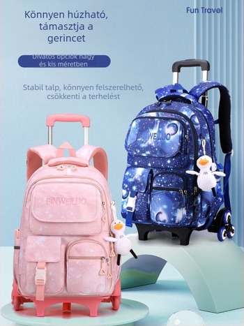 Hűtőszekrény-stílusú elől nyíló hátizsák általános iskolásoknak, csillagos mintával, több rekesz